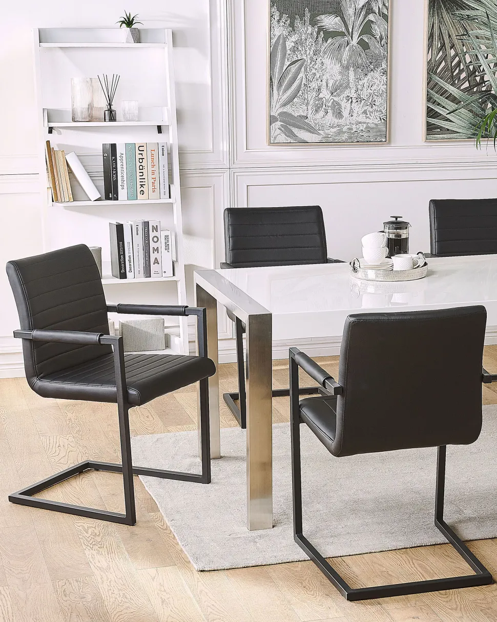 Esszimmerstuhl Kunstleder Schwarz 2Er Set Buford