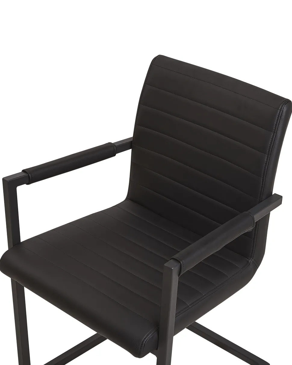 Esszimmerstuhl Kunstleder Schwarz 2Er Set Buford