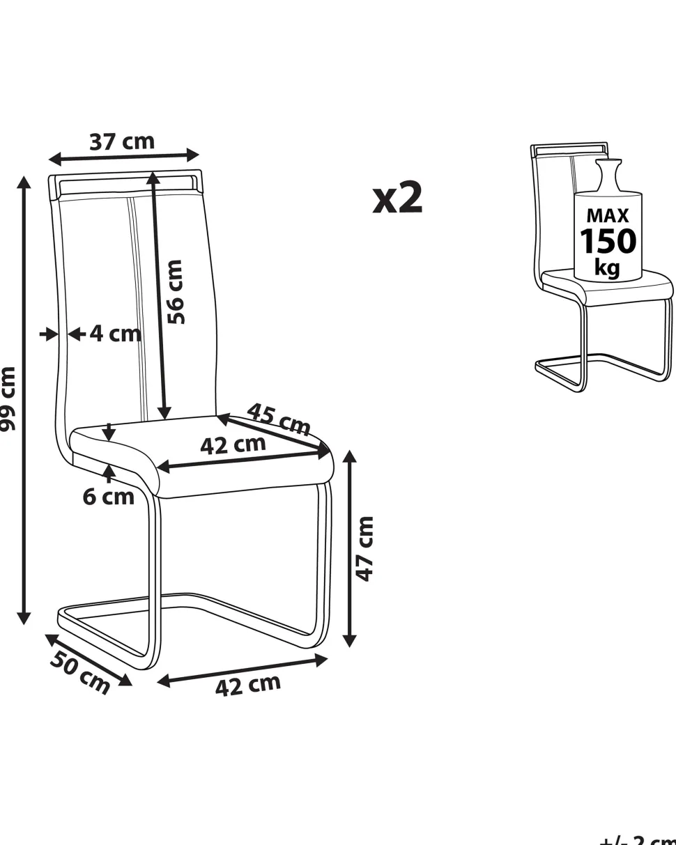 Esszimmerstuhl Kunstleder Grau 2Er Set Greedin