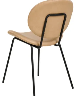 Esszimmerstuhl Kunstleder Sandbeige / Schwarz 2Er Set Luana