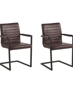 Esszimmerstuhl Kunstleder Braun 2Er Set Buford