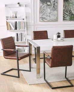 Esszimmerstuhl Kunstleder Braun 2Er Set Buford