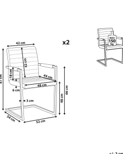 Esszimmerstuhl Kunstleder Braun 2Er Set Buford