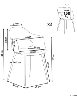 Esszimmerstuhl Kunststoff Rosa 2Er Set Utica