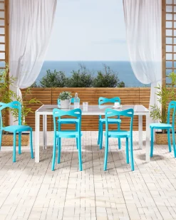 Esszimmerstuhl Kunststoff Blau 6Er Set Camogli