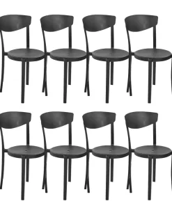 Esszimmerstuhl Kunststoff Schwarz 8Er Set Vieste