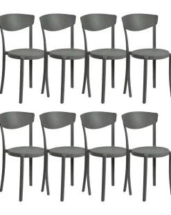Esszimmerstuhl Kunststoff Dunkelgrau 8Er Set Vieste