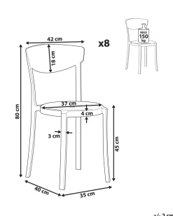 Esszimmerstuhl Kunststoff Dunkelgrau 8Er Set Vieste