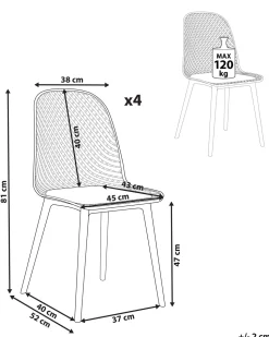 Esszimmerstuhl Kunststoff Hellblau 4Er Set Emory