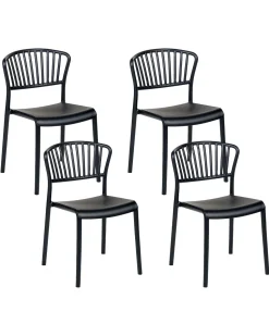 Esszimmerstuhl Kunststoff Schwarz 4Er Set Gela