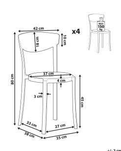 Esszimmerstuhl Kunststoff Dunkelgrau 4Er Set Vieste
