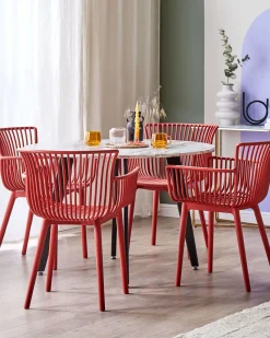Esszimmerstuhl Kunststoff Rot 4Er Set Pesaro