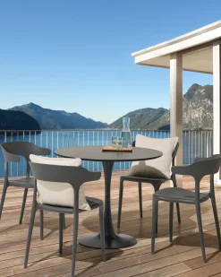 Esszimmerstuhl Kunststoff Dunkelgrau 4Er Set Gubbio