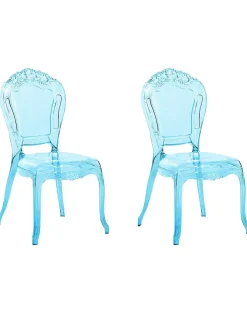 Esszimmerstuhl Kunststoff Transparent Blau 2Er Set Vermont