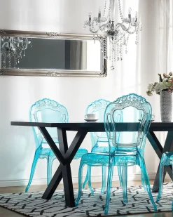 Esszimmerstuhl Kunststoff Transparent Blau 2Er Set Vermont