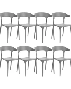 Esszimmerstuhl Kunststoff Dunkelgrau 8Er Set Gubbio