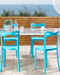 Esszimmerstuhl Kunststoff Blau 4Er Set Camogli