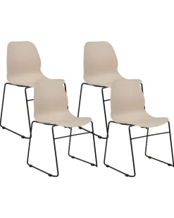 Esszimmerstuhl Kunststoff Beige / Schwarz 4Er Set Panora