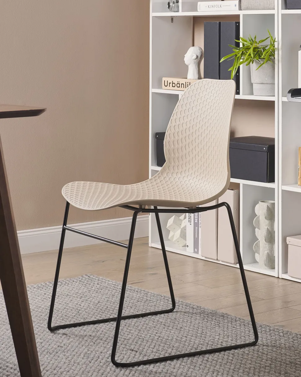 Esszimmerstuhl Kunststoff Beige / Schwarz 4Er Set Panora