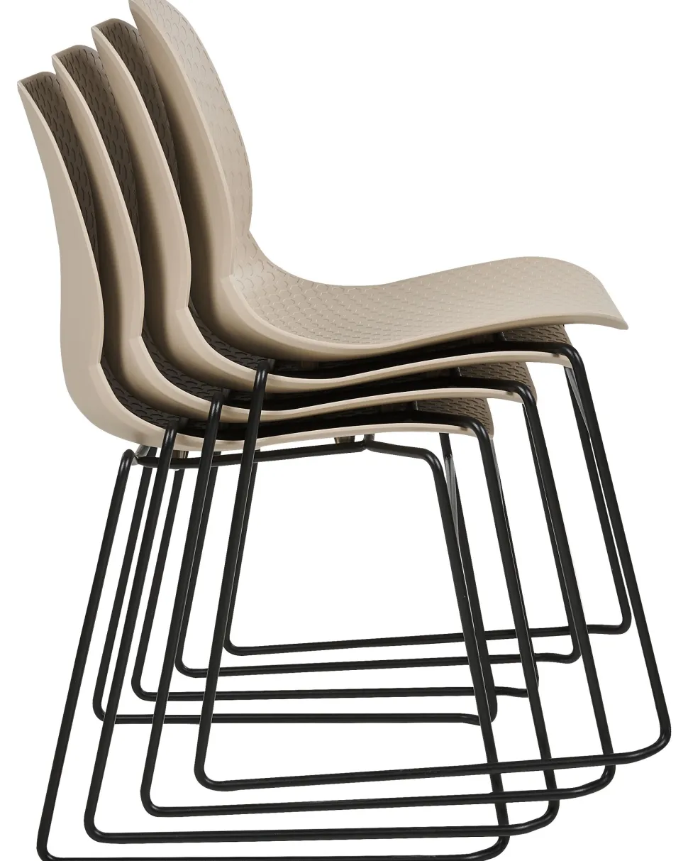 Esszimmerstuhl Kunststoff Beige / Schwarz 4Er Set Panora