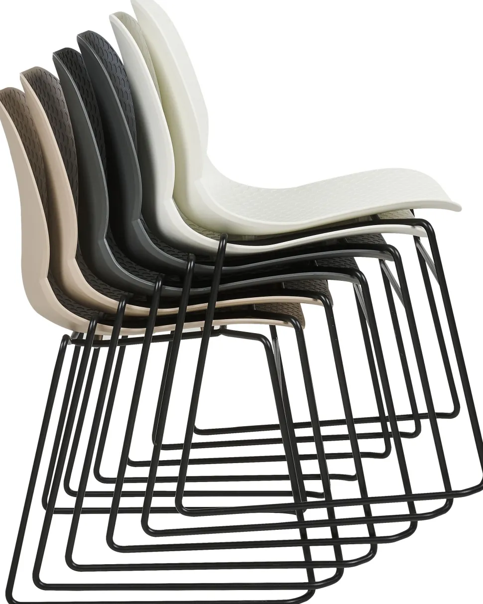 Esszimmerstuhl Kunststoff Beige / Schwarz 4Er Set Panora