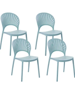 Esszimmerstuhl Kunststoff Blau 4Er Set Ostia