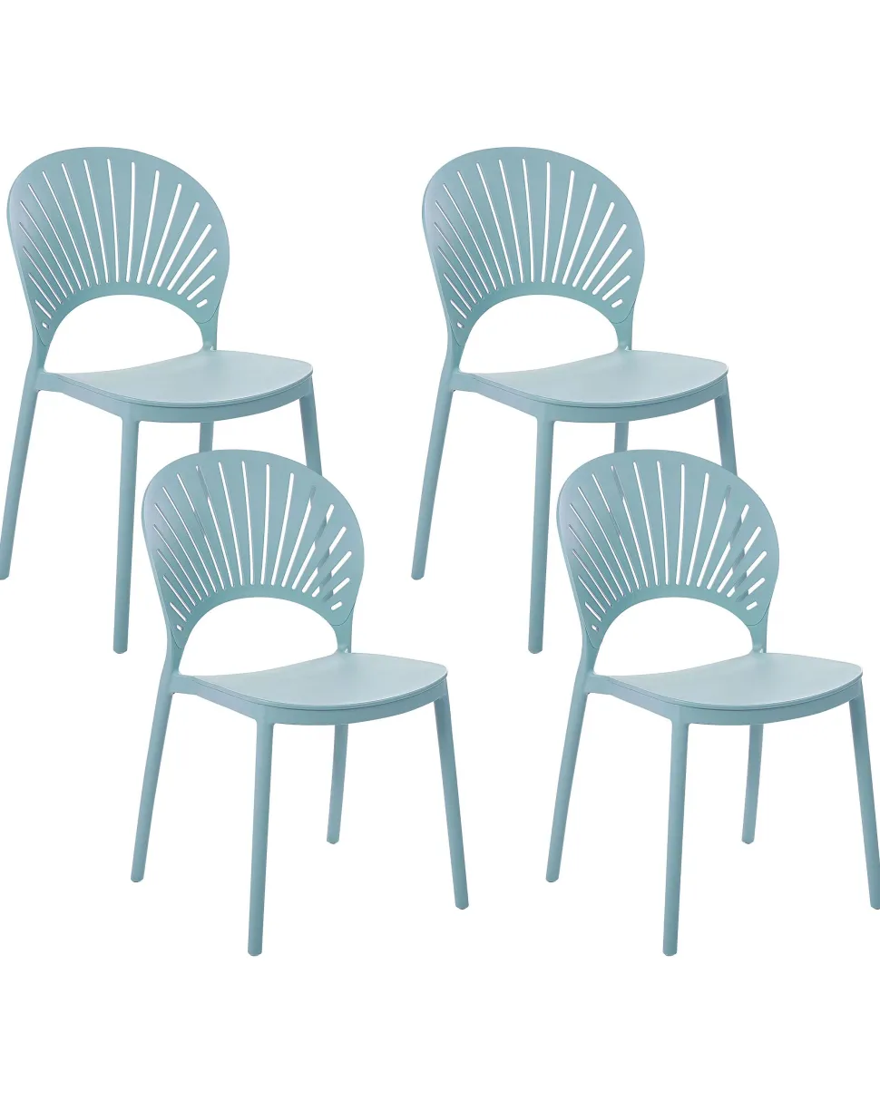 Esszimmerstuhl Kunststoff Blau 4Er Set Ostia