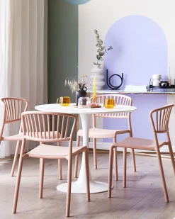 Esszimmerstuhl Kunststoff Rosa 4Er Set Gela