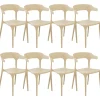 Esszimmerstuhl Kunststoff Sandbeige 8Er Set Gubbio