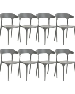 Esszimmerstuhl Kunststoff Grau 8Er Set Gubbio