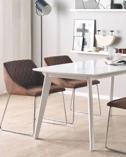 Esszimmerstuhl Lederoptik Braun 2Er Set Arcata