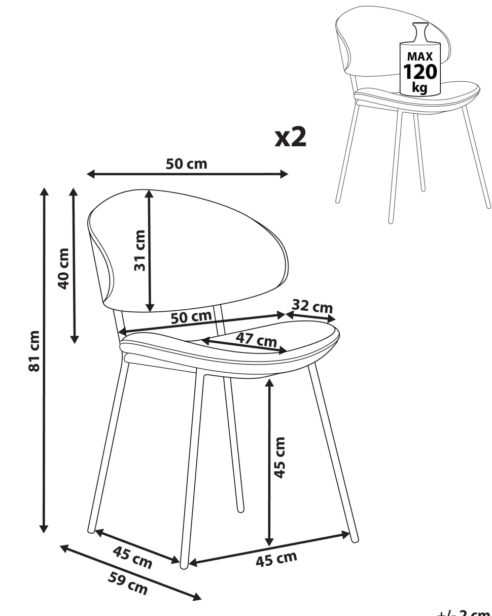 Esszimmerstuhl Polsterbezug Grun 2Er Set Kiana