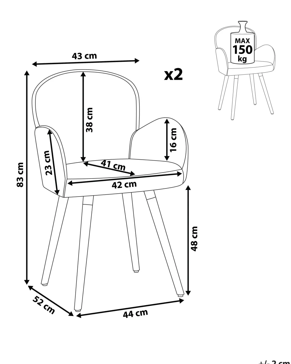 Esszimmerstuhl Polsterbezug Schwarz 2Er Set Brookville