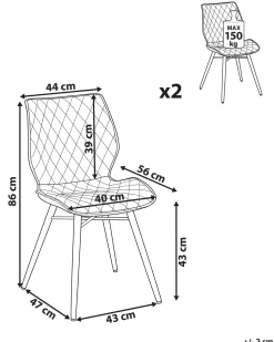 Esszimmerstuhl Polsterbezug Seeblau 2Er Set Lisle