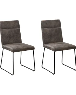 Esszimmerstuhl Polsterbezug Dunkelgrau 2Er Set Nevada