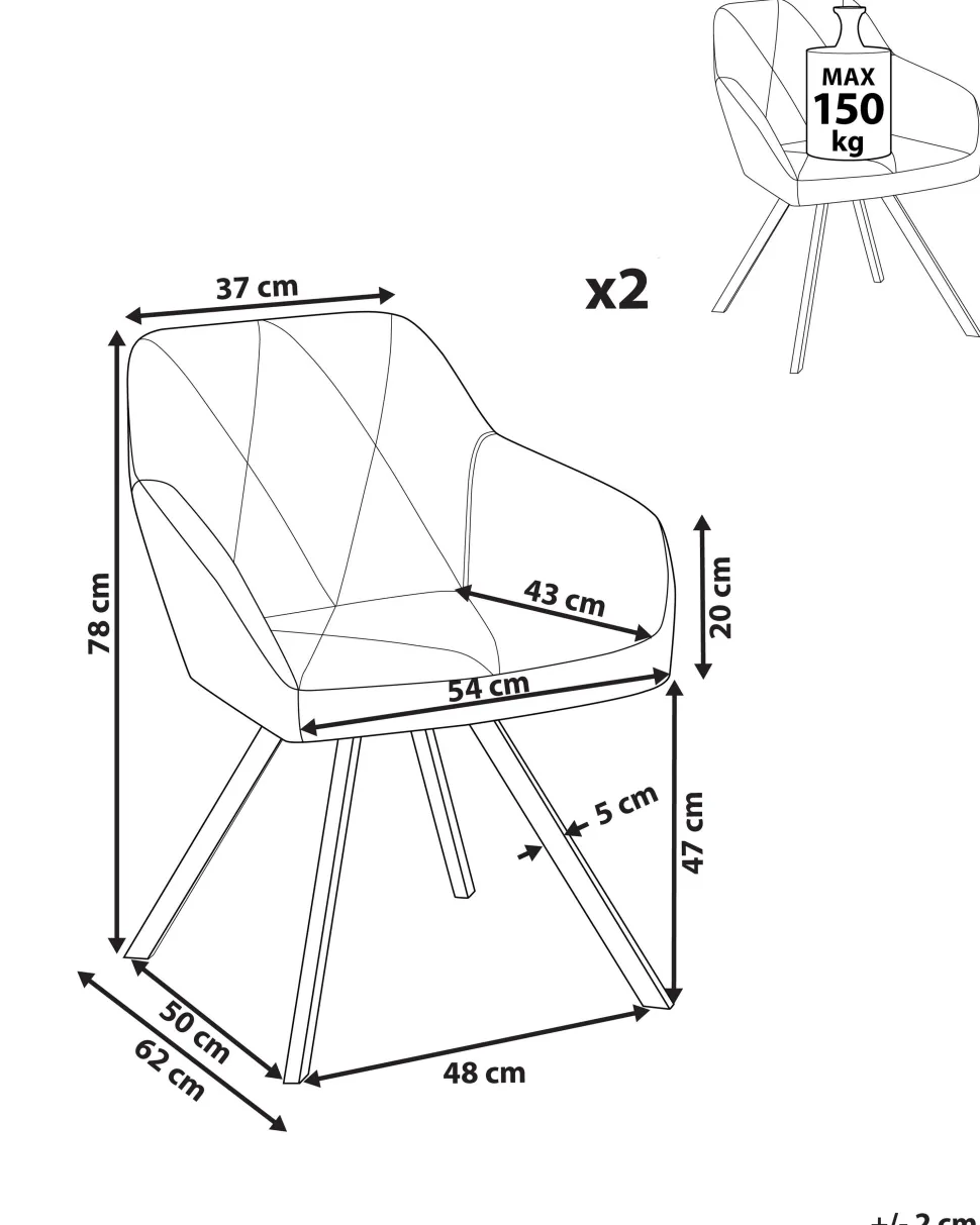 Esszimmerstuhl Polsterbezug Seeblau 2Er Set Monee