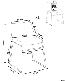 Esszimmerstuhl Polsterbezug Dunkelgrau 2Er Set Batavia