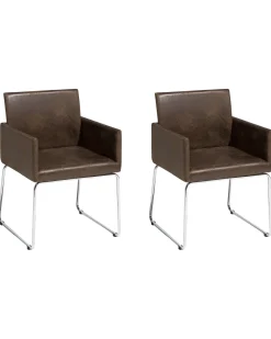 Esszimmerstuhl Polsterbezug Dunkelbraun 2Er Set Gomez