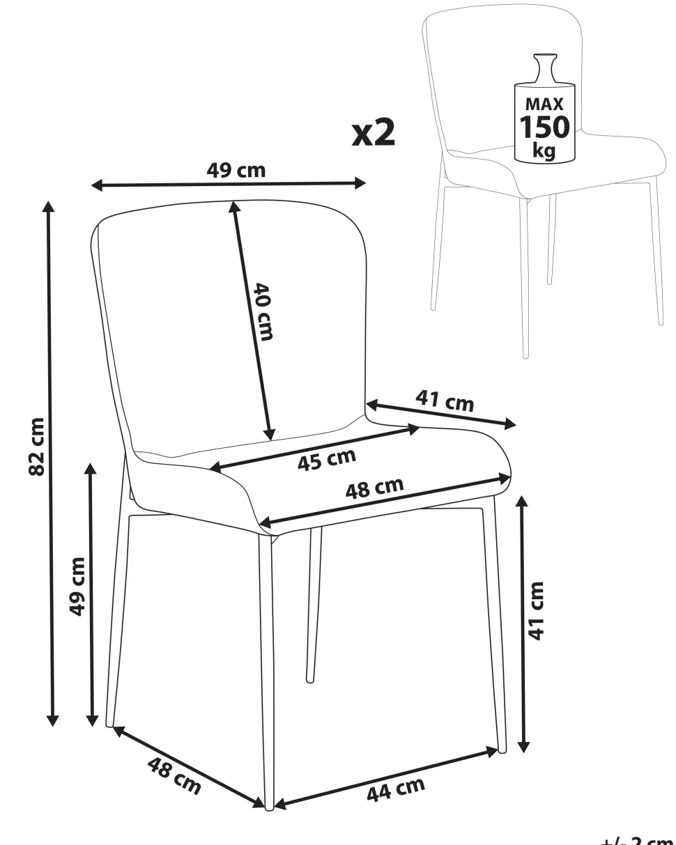 Esszimmerstuhl Polsterbezug Taupe 2Er Set Ada