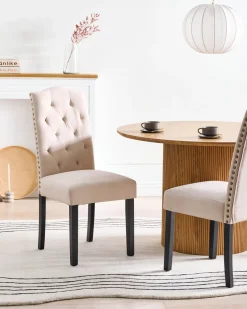 Esszimmerstuhl Polsterbezug Creme 2Er Set Shirley