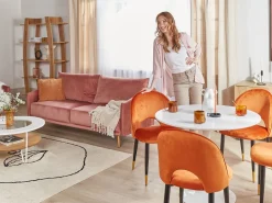 Esszimmerstuhl Samtstoff Orange 2Er Set Covelo