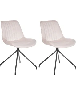 Esszimmerstuhl Samtstoff Beige 2Er Set Navasota