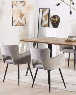 Esszimmerstuhl Samtstoff Grau 2Er Set Sanilac