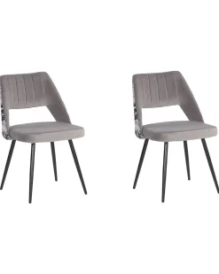 Esszimmerstuhl Samtstoff Grau 2Er Set Ansley