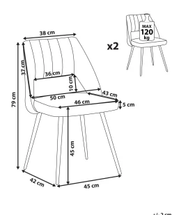 Esszimmerstuhl Samtstoff Grau 2Er Set Ansley