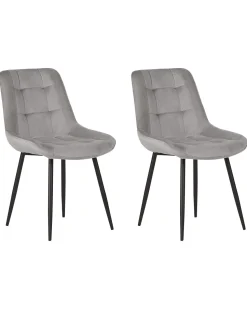 Esszimmerstuhl Samtstoff Grau 2Er Set Melrose