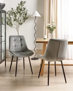 Esszimmerstuhl Samtstoff Grau 2Er Set Melrose