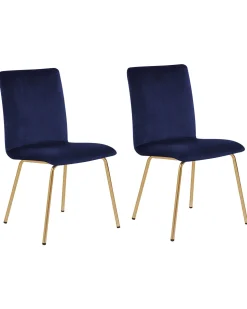 Esszimmerstuhl Samtstoff Marineblau 2Er Set Rubio