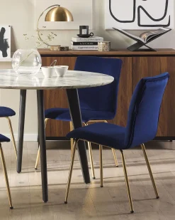 Esszimmerstuhl Samtstoff Marineblau 2Er Set Rubio