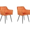 Esszimmerstuhl Samtstoff Orange 2Er Set Jasmin